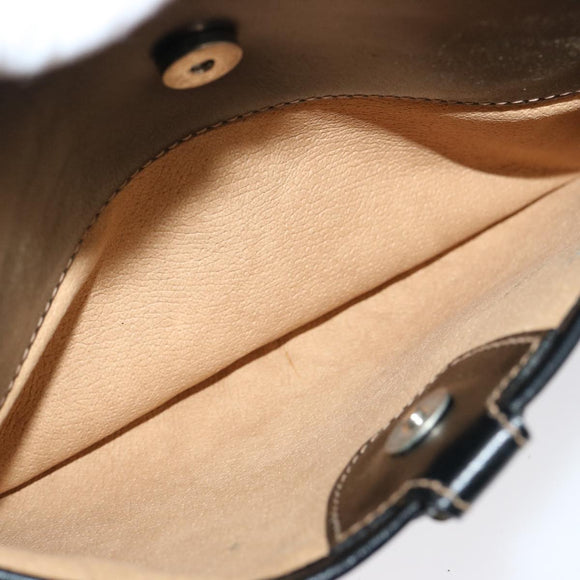 GUCCI Micro GG Canvas Shoulder Bag PVC Leather Beige Black Auth ep4221