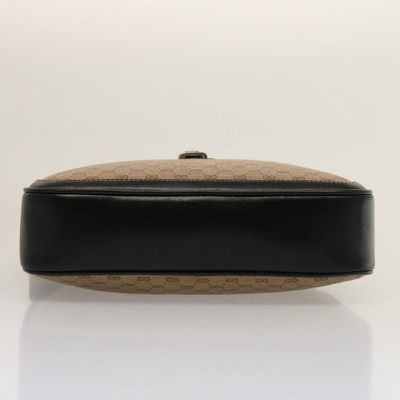 GUCCI Micro GG Canvas Shoulder Bag PVC Leather Beige Black Auth ep4221