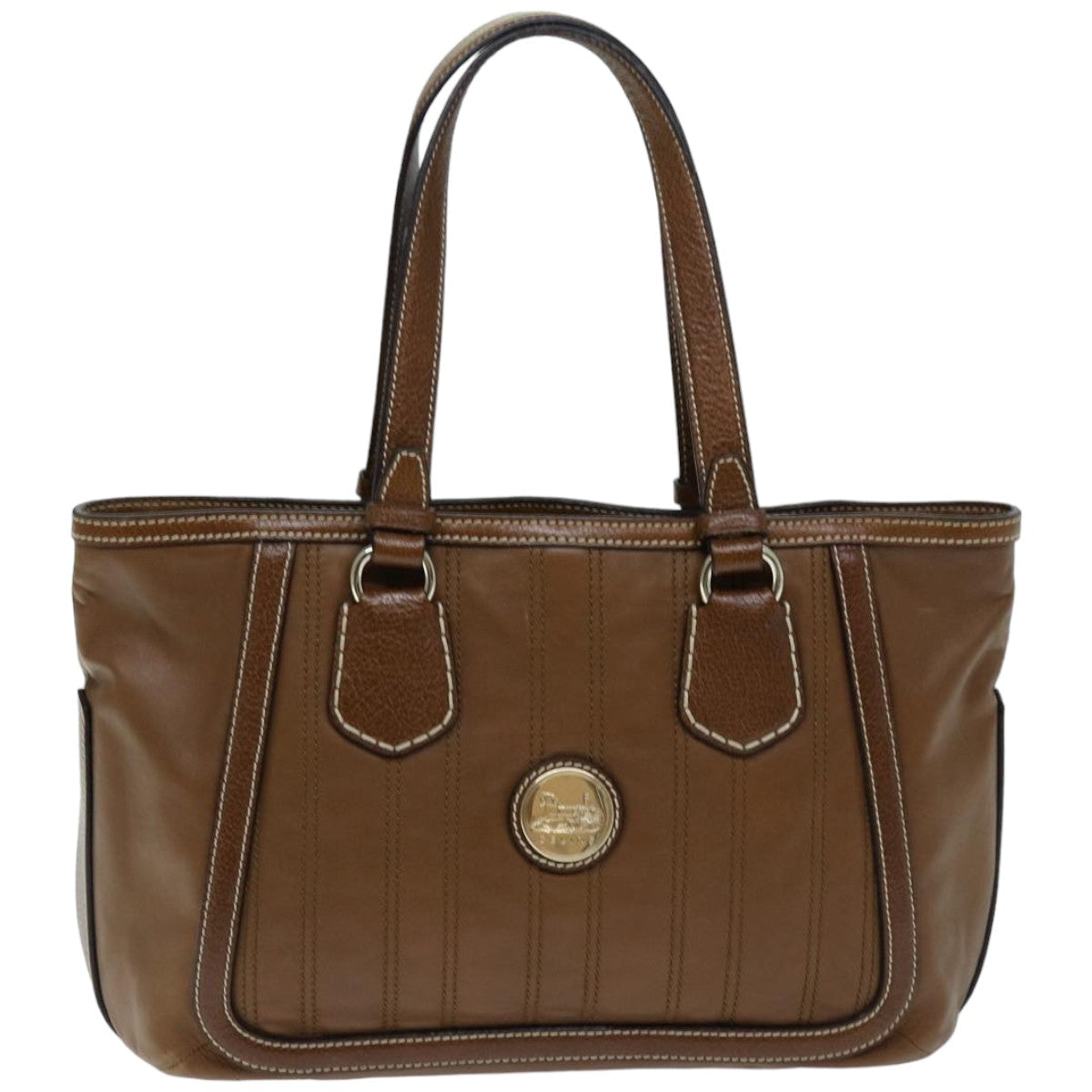 CELINE Tote Bag Leather Brown Auth ep4230