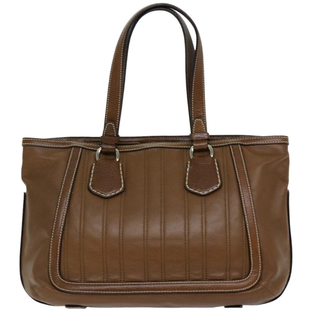 CELINE Tote Bag Leather Brown Auth ep4230 - 0