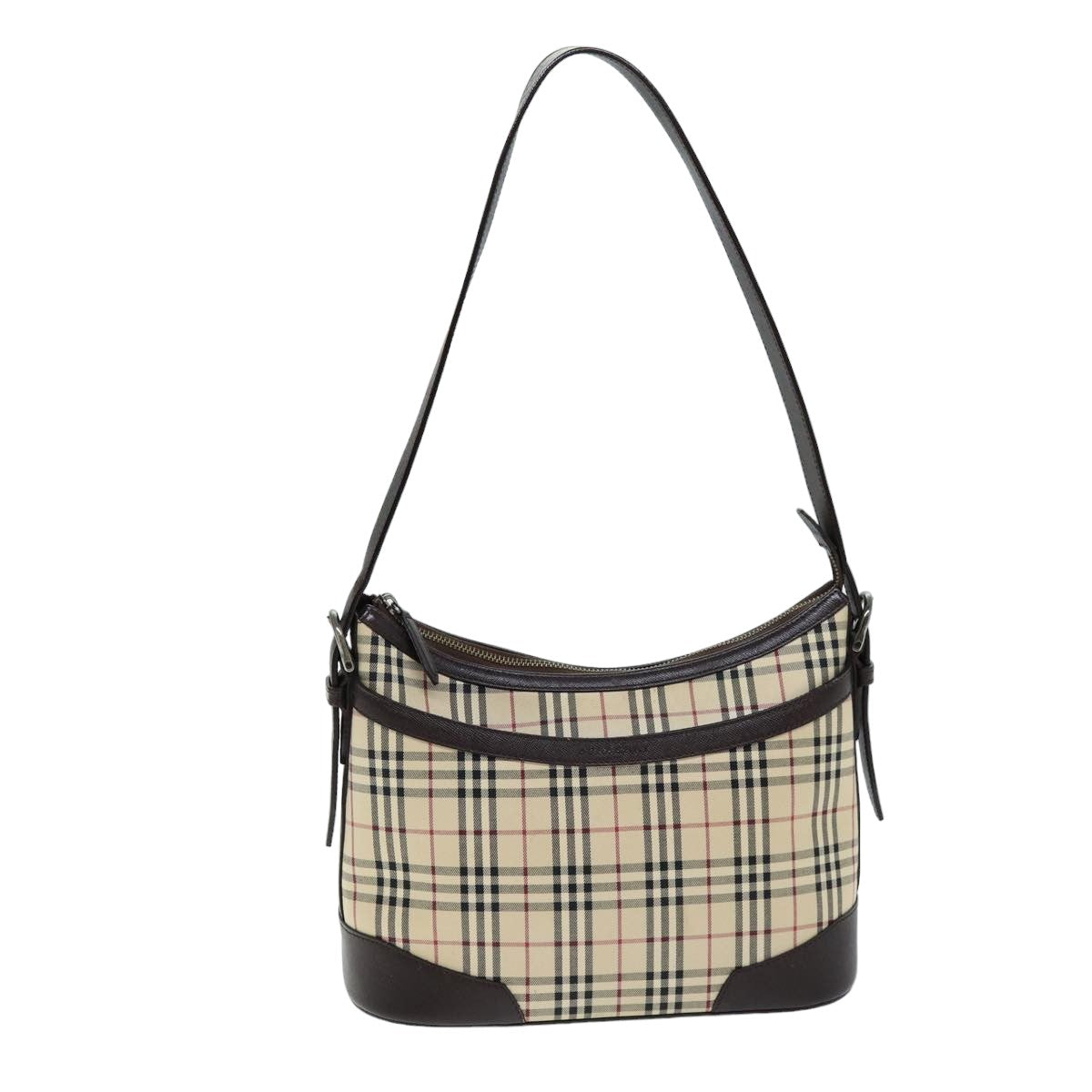 BURBERRY Nova Check Shoulder Bag Canvas Beige Auth ep4248