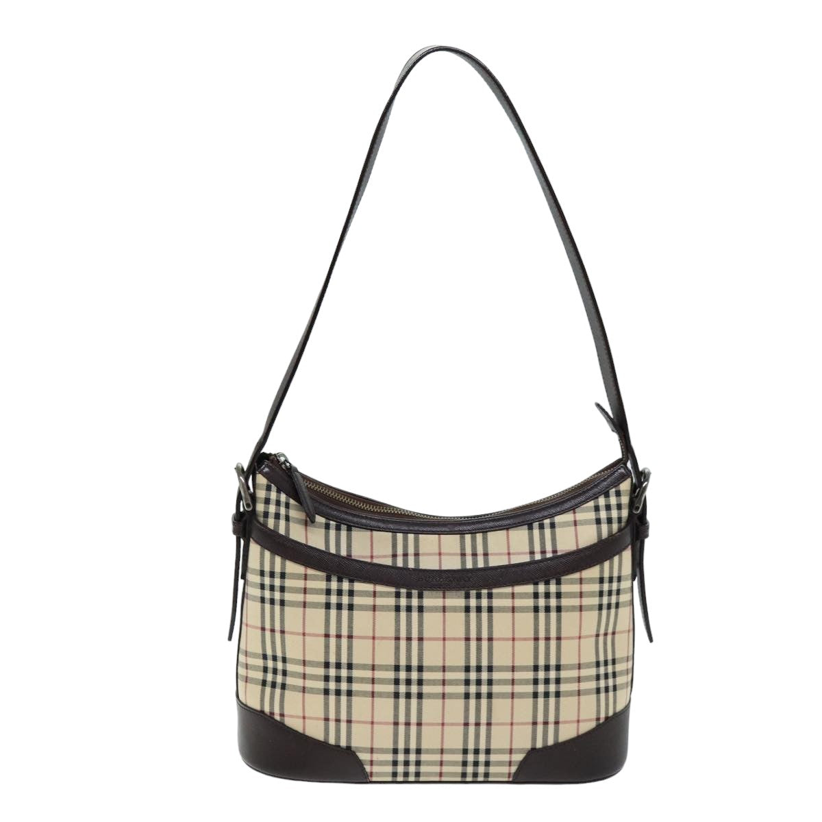 BURBERRY Nova Check Shoulder Bag Canvas Beige Auth ep4248