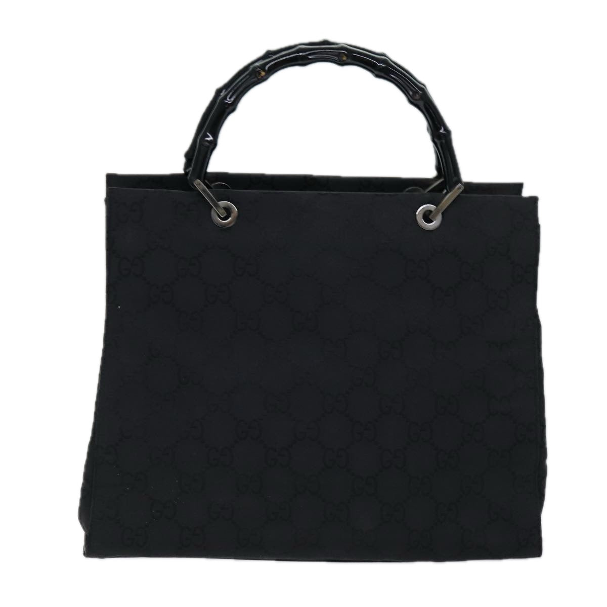GUCCI Bamboo GG Canvas Hand Bag Black 002 1010 3754 Auth ep4256
