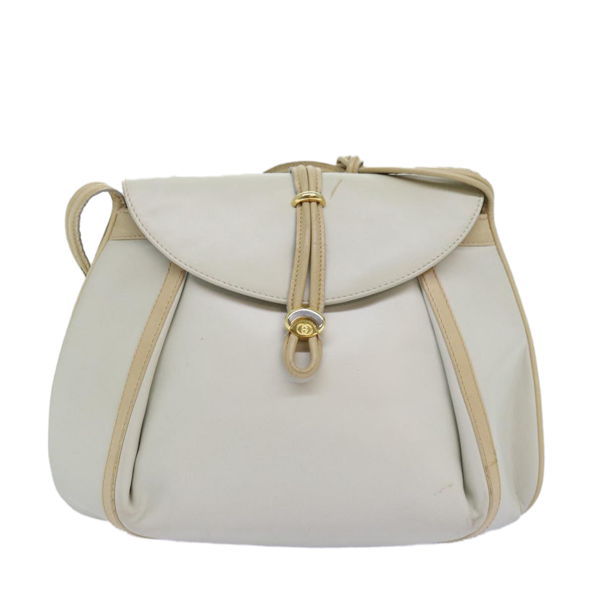 GUCCI Shoulder Bag Leather Beige Auth ep4257