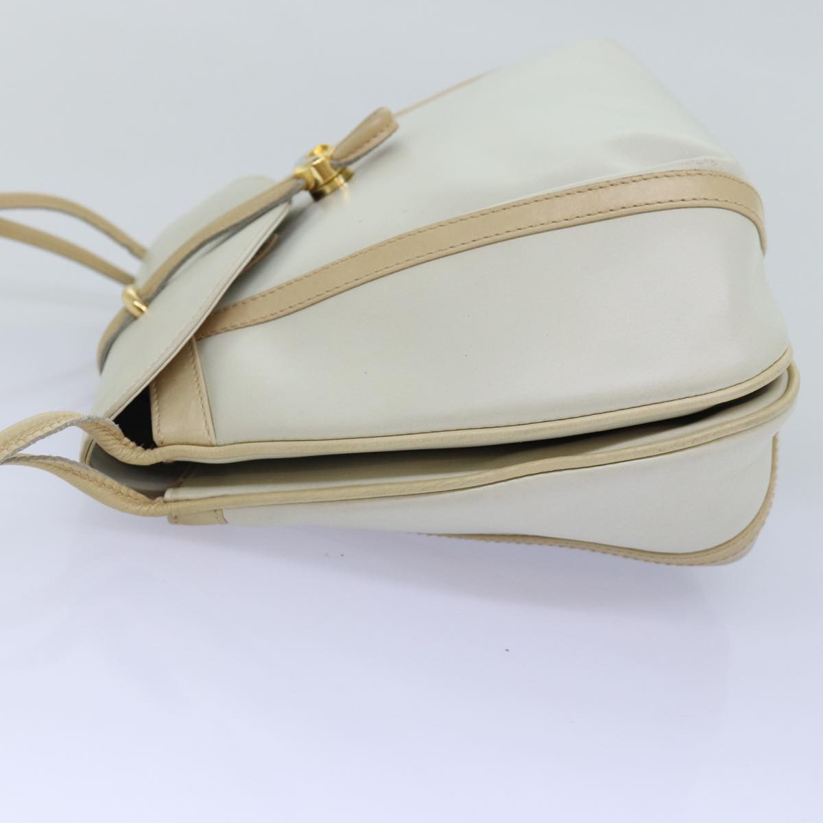 GUCCI Shoulder Bag Leather Beige Auth ep4257