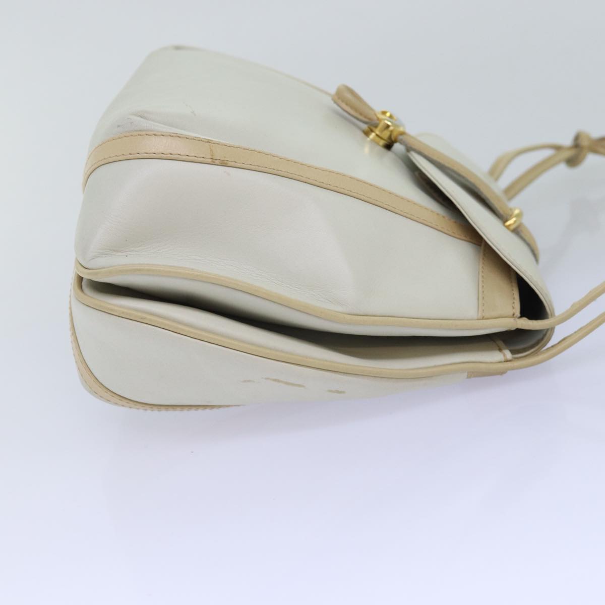 GUCCI Shoulder Bag Leather Beige Auth ep4257