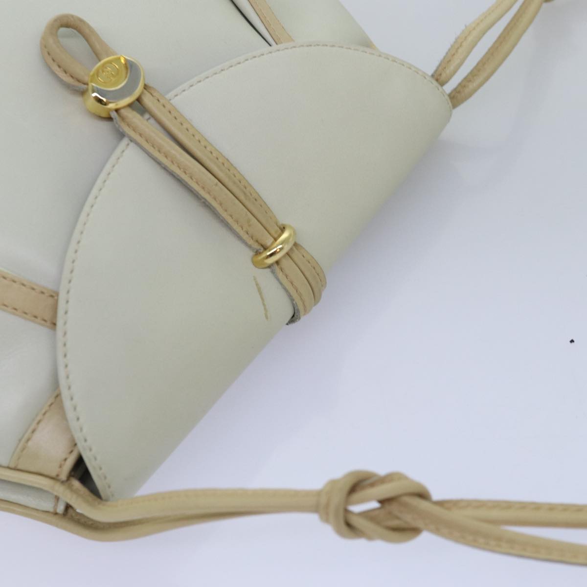 GUCCI Shoulder Bag Leather Beige Auth ep4257