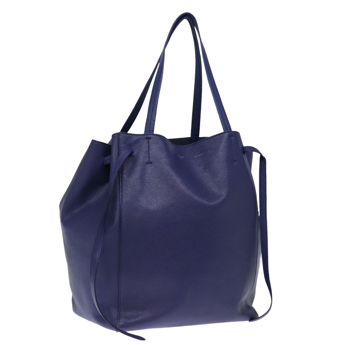 CELINE Tote Bag Leather Blue Auth ep4279