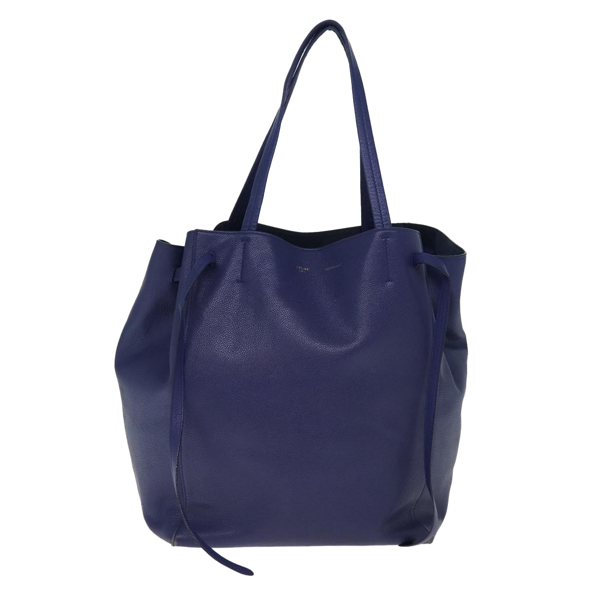 CELINE Tote Bag Leather Blue Auth ep4279