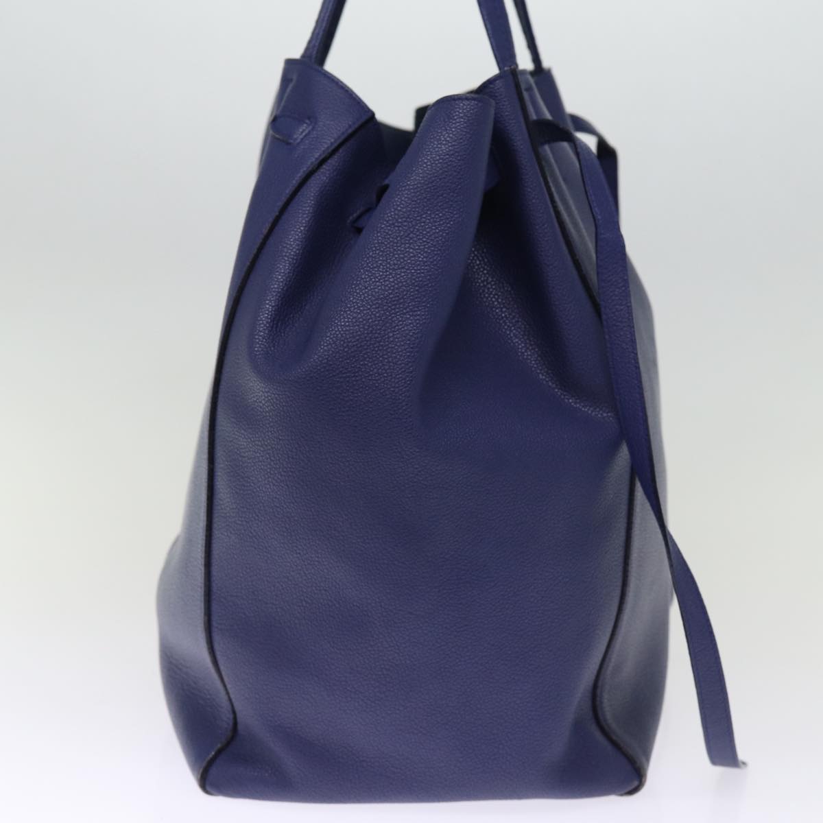 CELINE Tote Bag Leather Blue Auth ep4279