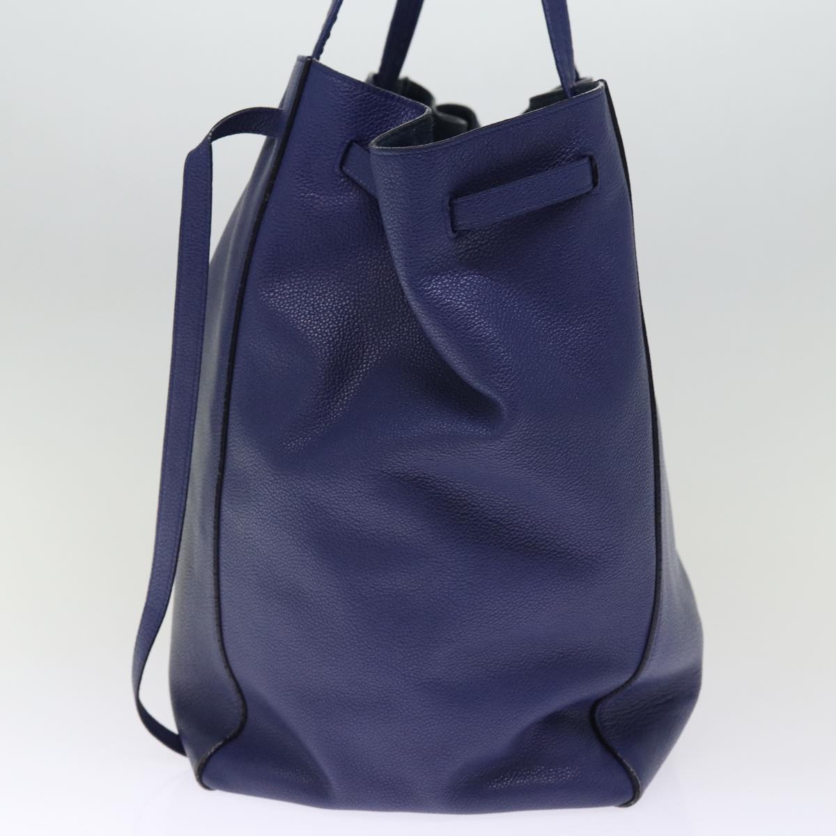 CELINE Tote Bag Leather Blue Auth ep4279