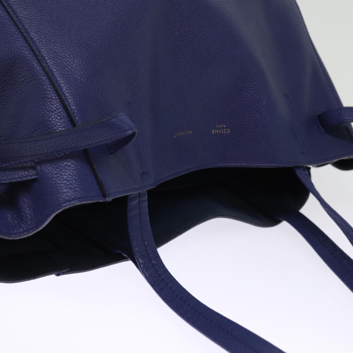 CELINE Tote Bag Leather Blue Auth ep4279