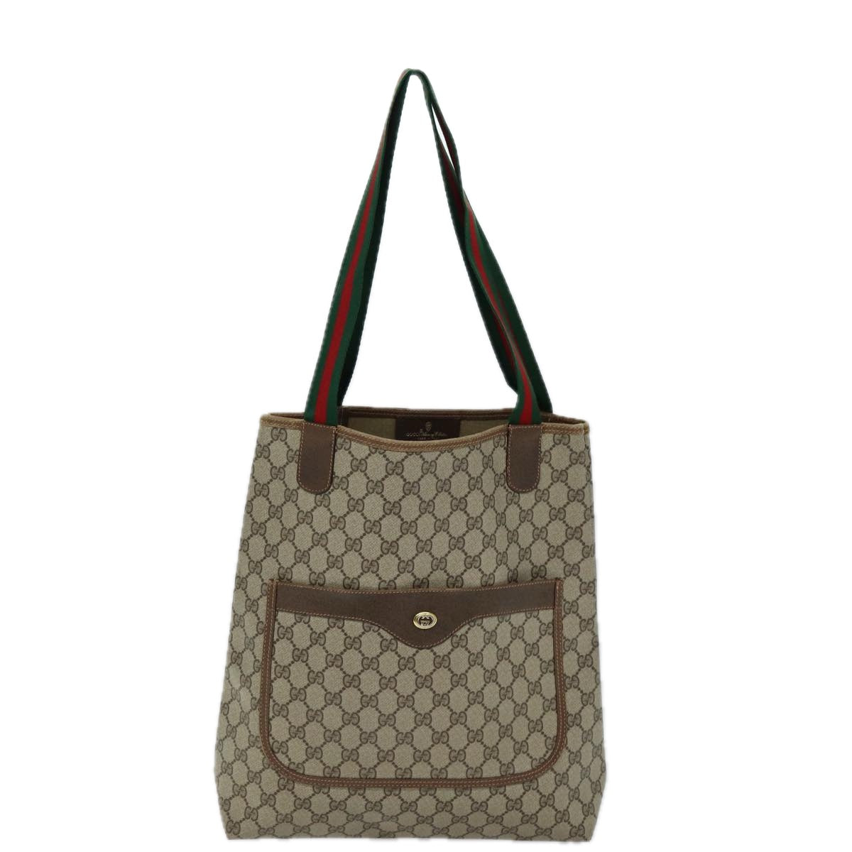 GUCCI GG Supreme Web Sherry Line Tote Bag PVC Red Beige 89 02 003 Auth ep4284