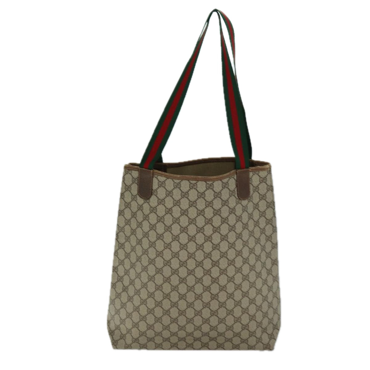 GUCCI GG Supreme Web Sherry Line Tote Bag PVC Red Beige 89 02 003 Auth ep4284