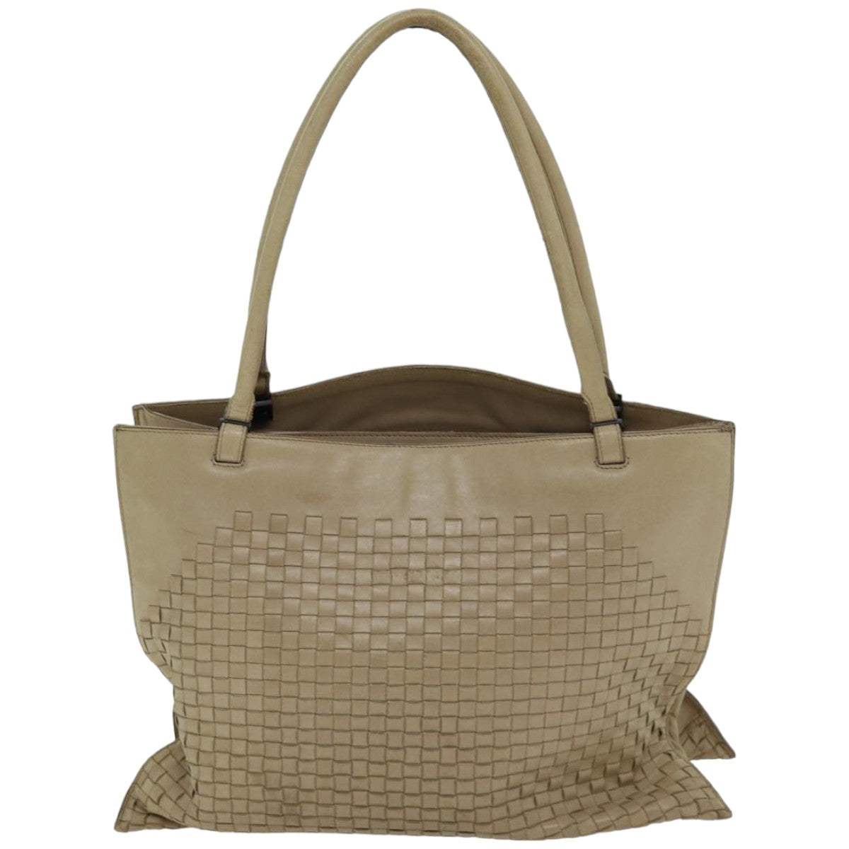 BOTTEGA VENETA INTRECCIATO Tote Bag Leather Beige Auth ep4285 - 0