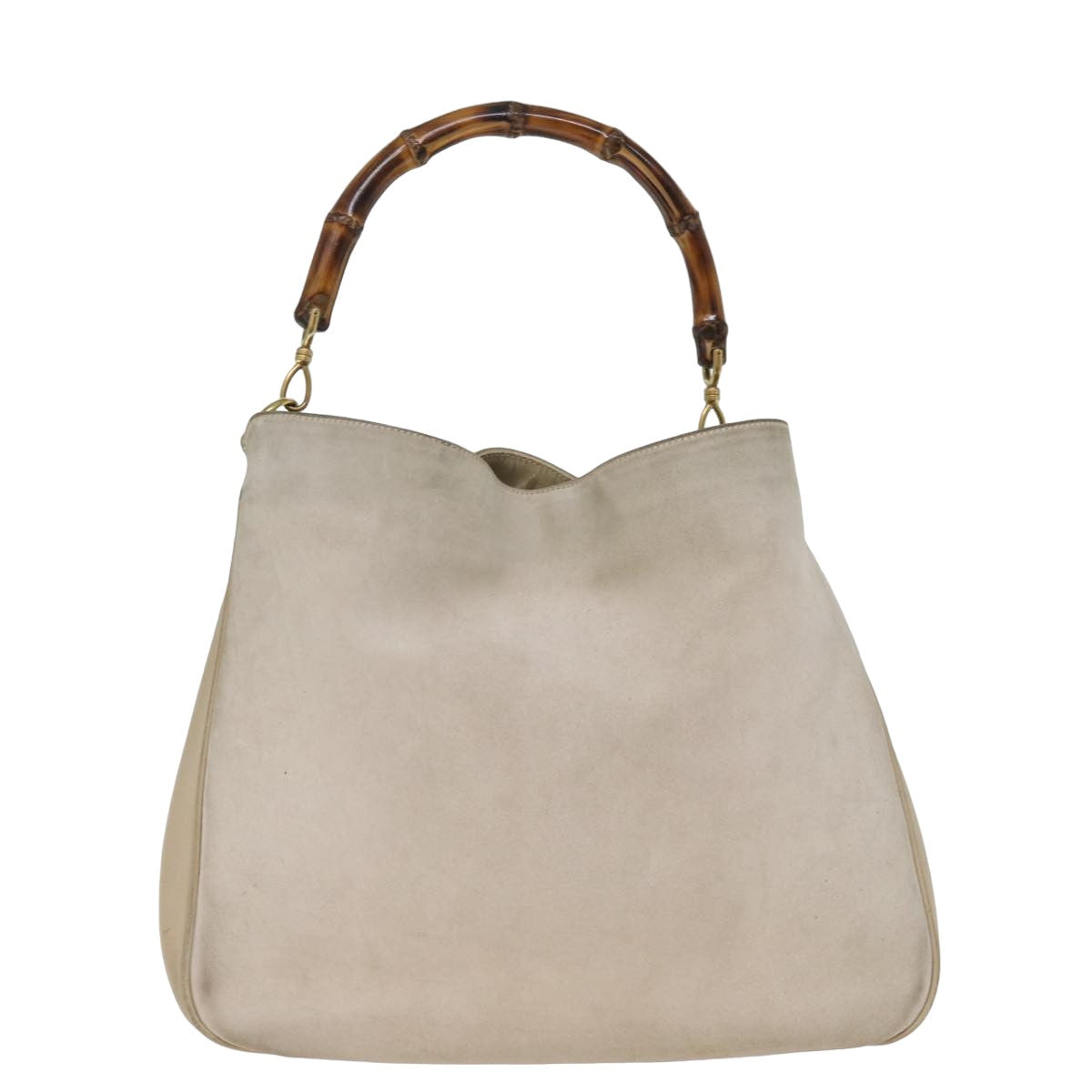 GUCCI Bamboo Hand Bag Suede 2way Beige 001 1014 1577 Auth ep4292 - 0