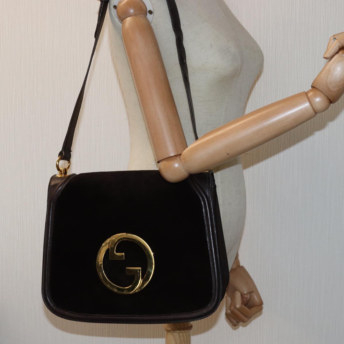 GUCCI Shoulder Bag Suede Brown Auth ep4293