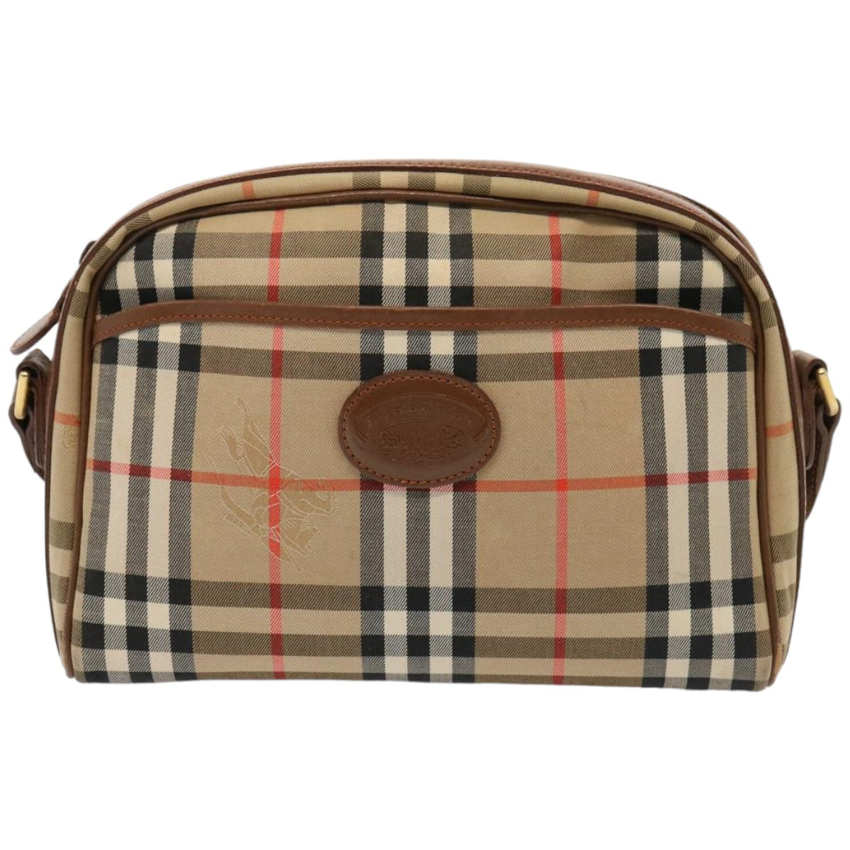 BURBERRY Nova Check Shoulder Bag Canvas Beige Auth ep4313