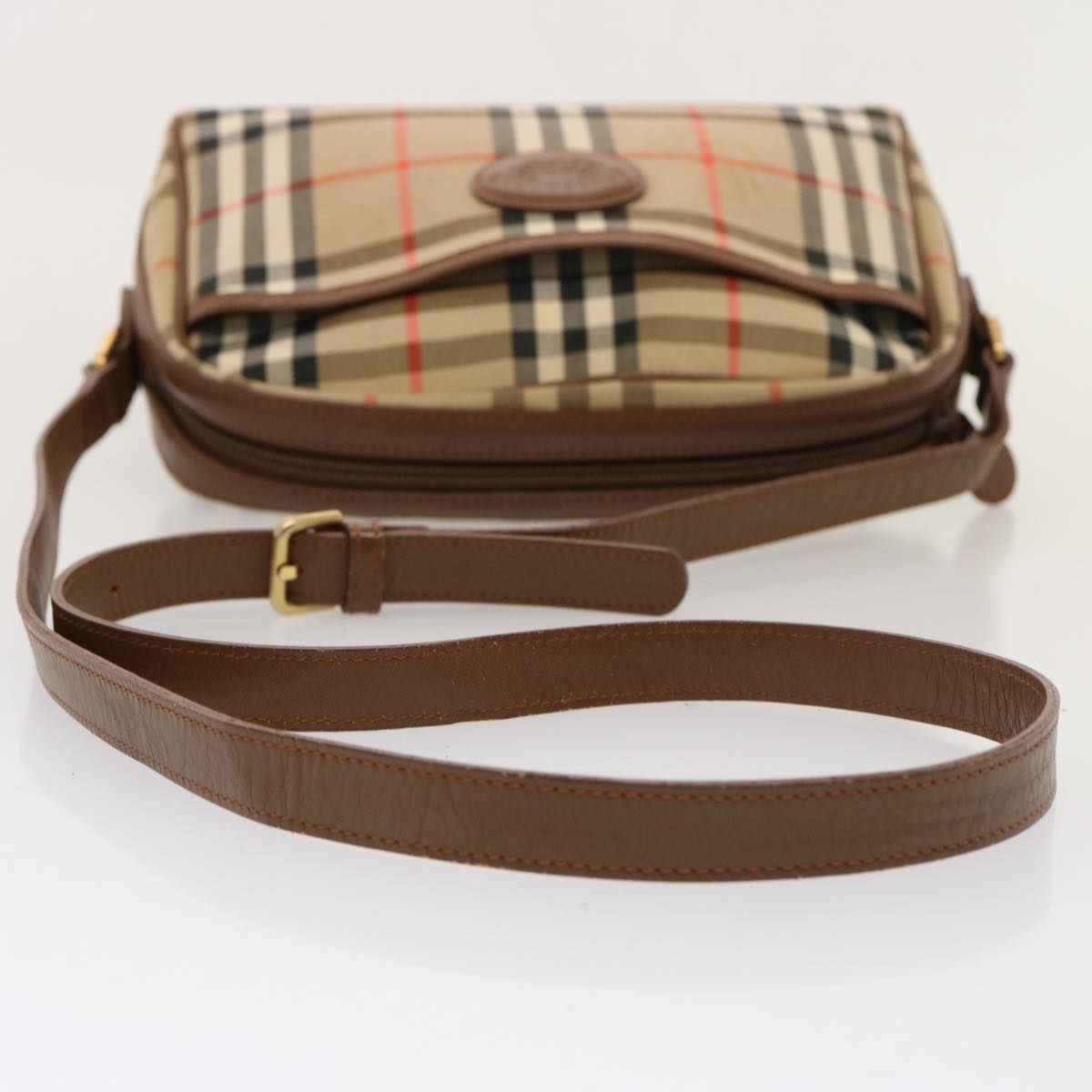 BURBERRY Nova Check Shoulder Bag Canvas Beige Auth ep4313