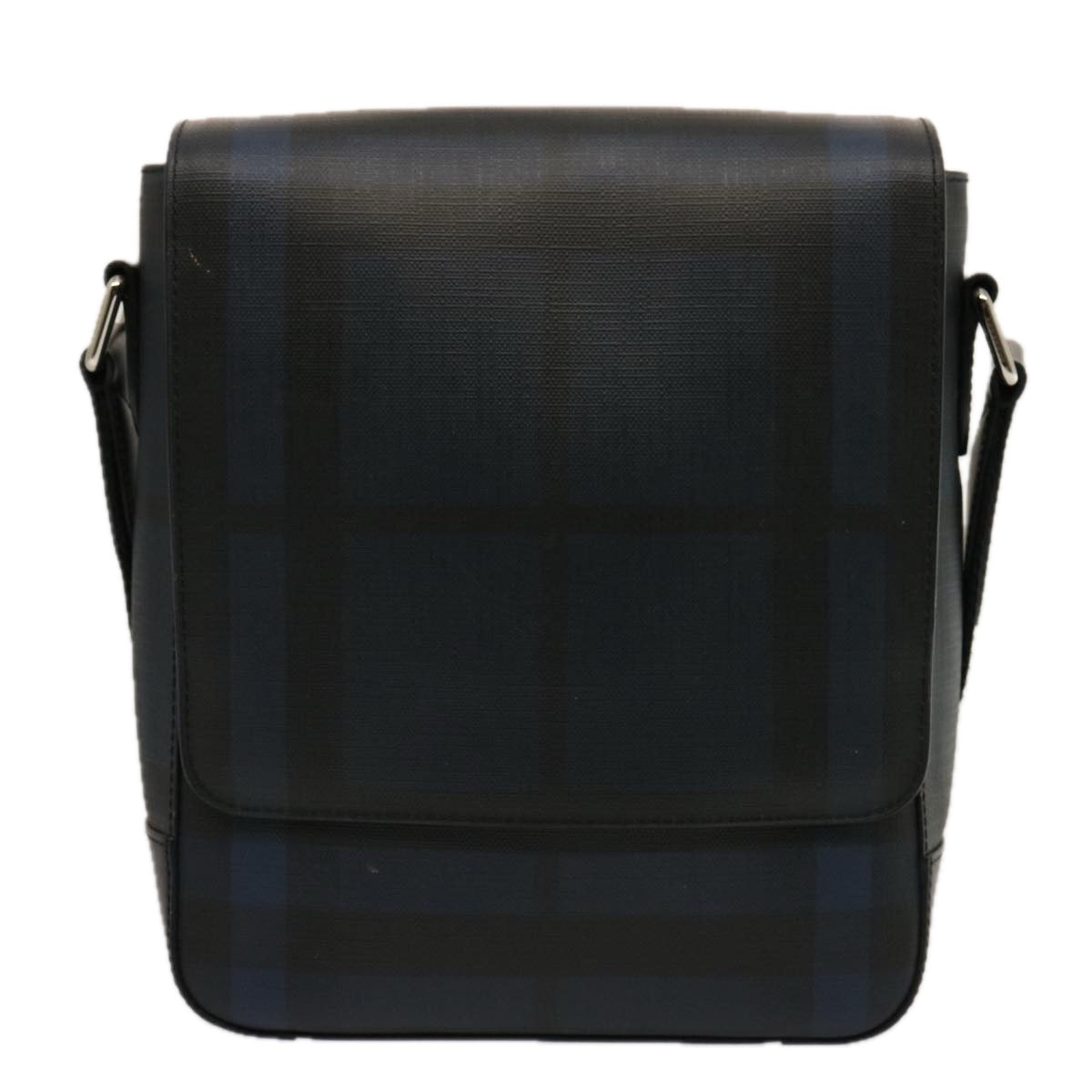 BURBERRY Nova Check Shoulder Bag Coated Canvas Navy Auth ep4321