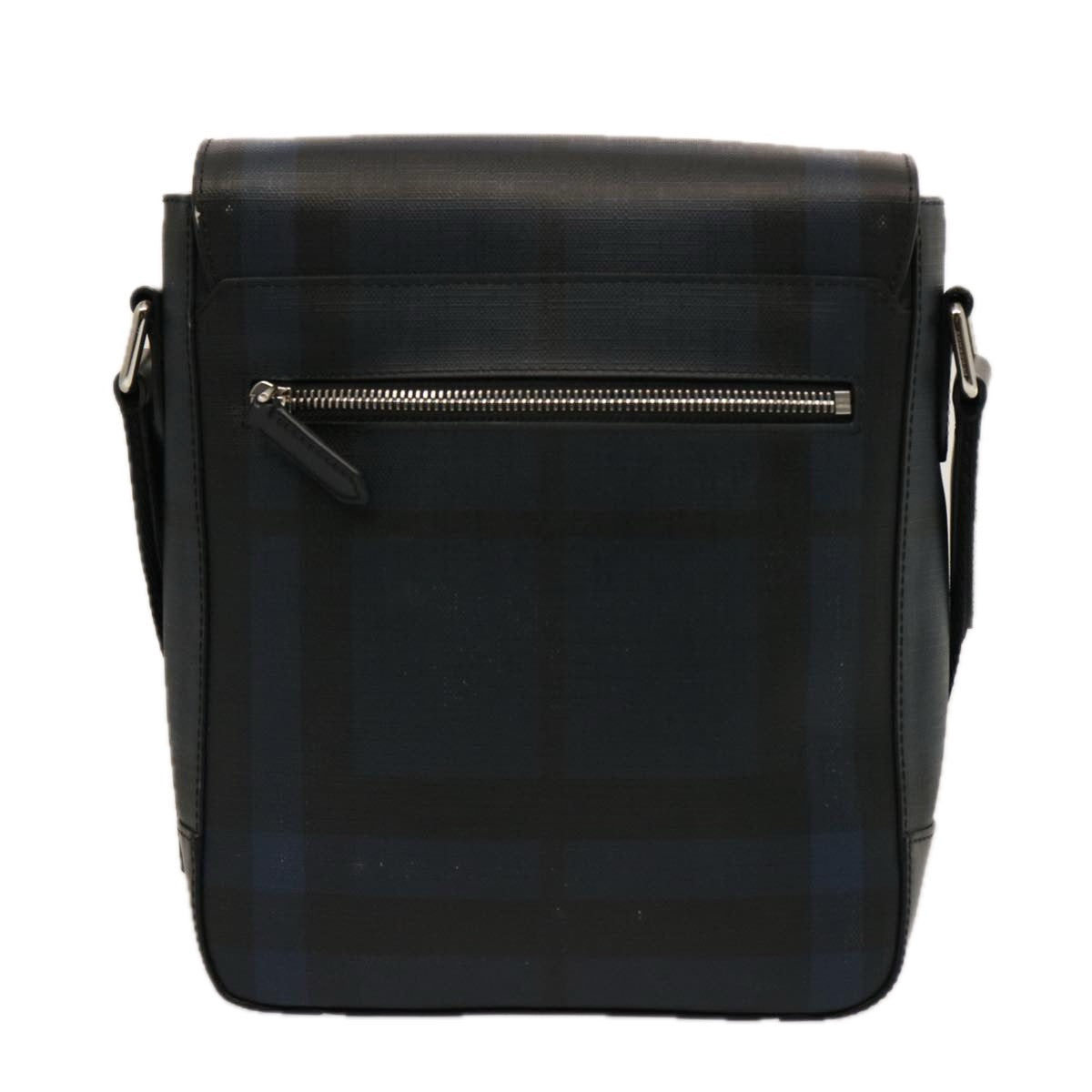 BURBERRY Nova Check Shoulder Bag Coated Canvas Navy Auth ep4321 - 0