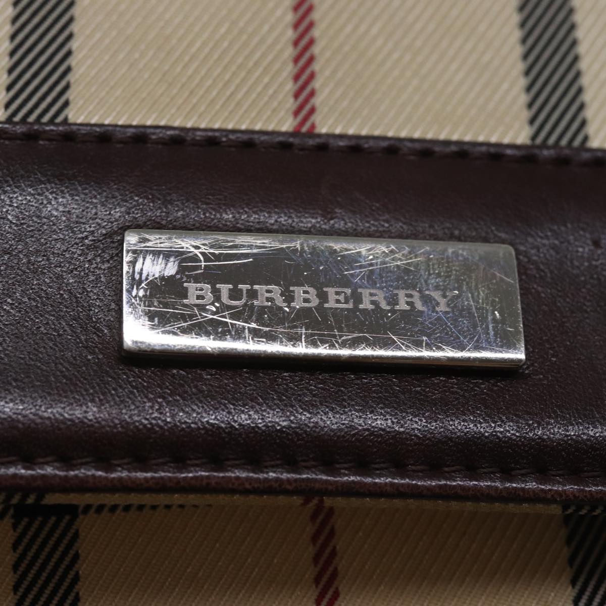 BURBERRY Nova Check Shoulder Bag Canvas Beige Auth ep4340