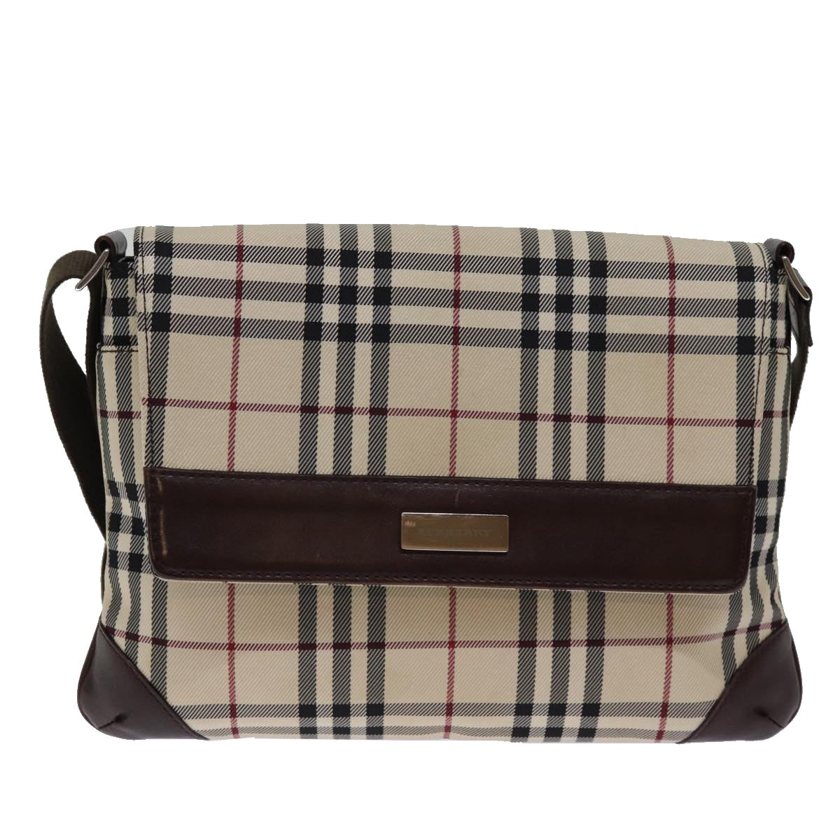 BURBERRY Nova Check Shoulder Bag Canvas Beige Auth ep4340