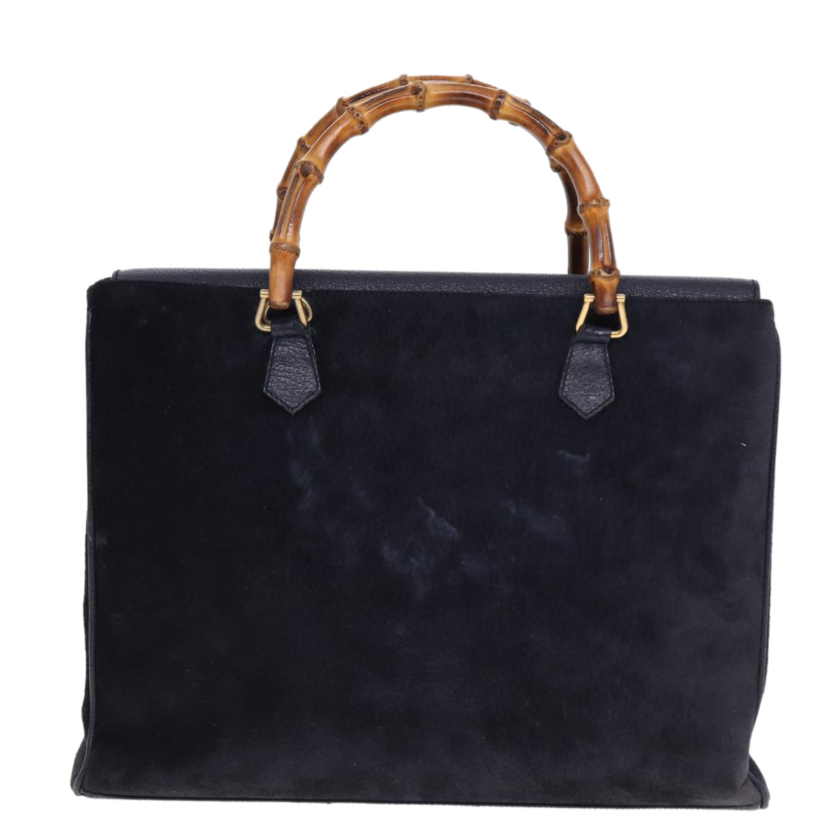 GUCCI Bamboo Hand Bag Suede 2way Navy 002 2855 0322 0 Auth ep4351 - 0