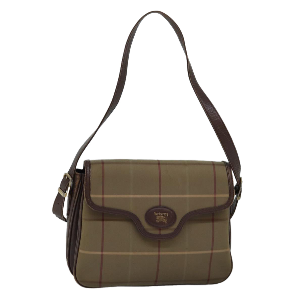 Burberrys Nova Check Shoulder Bag Canvas Beige Brown Auth ep4359