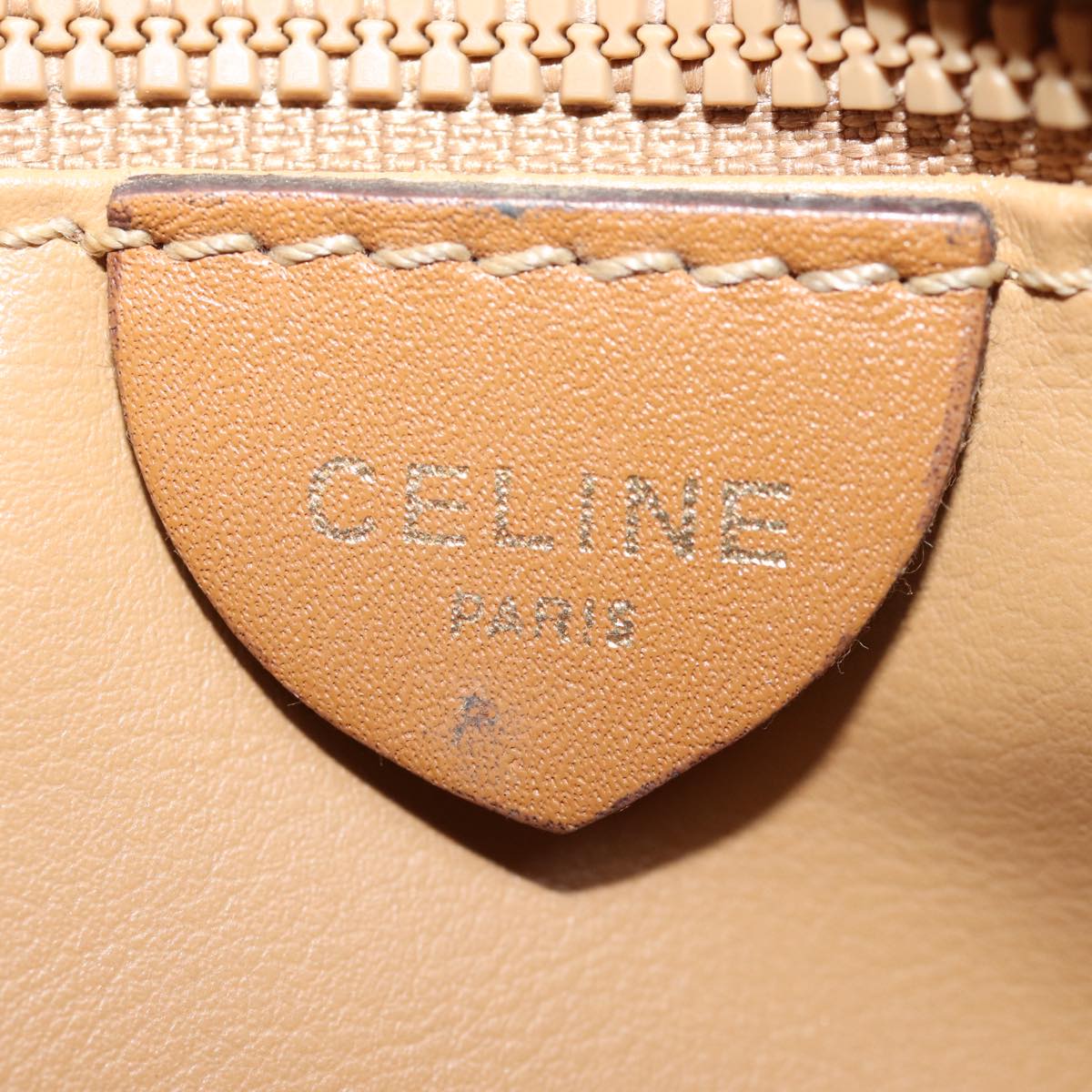 CELINE Macadam Canvas Shoulder Bag Beige Auth ep4360