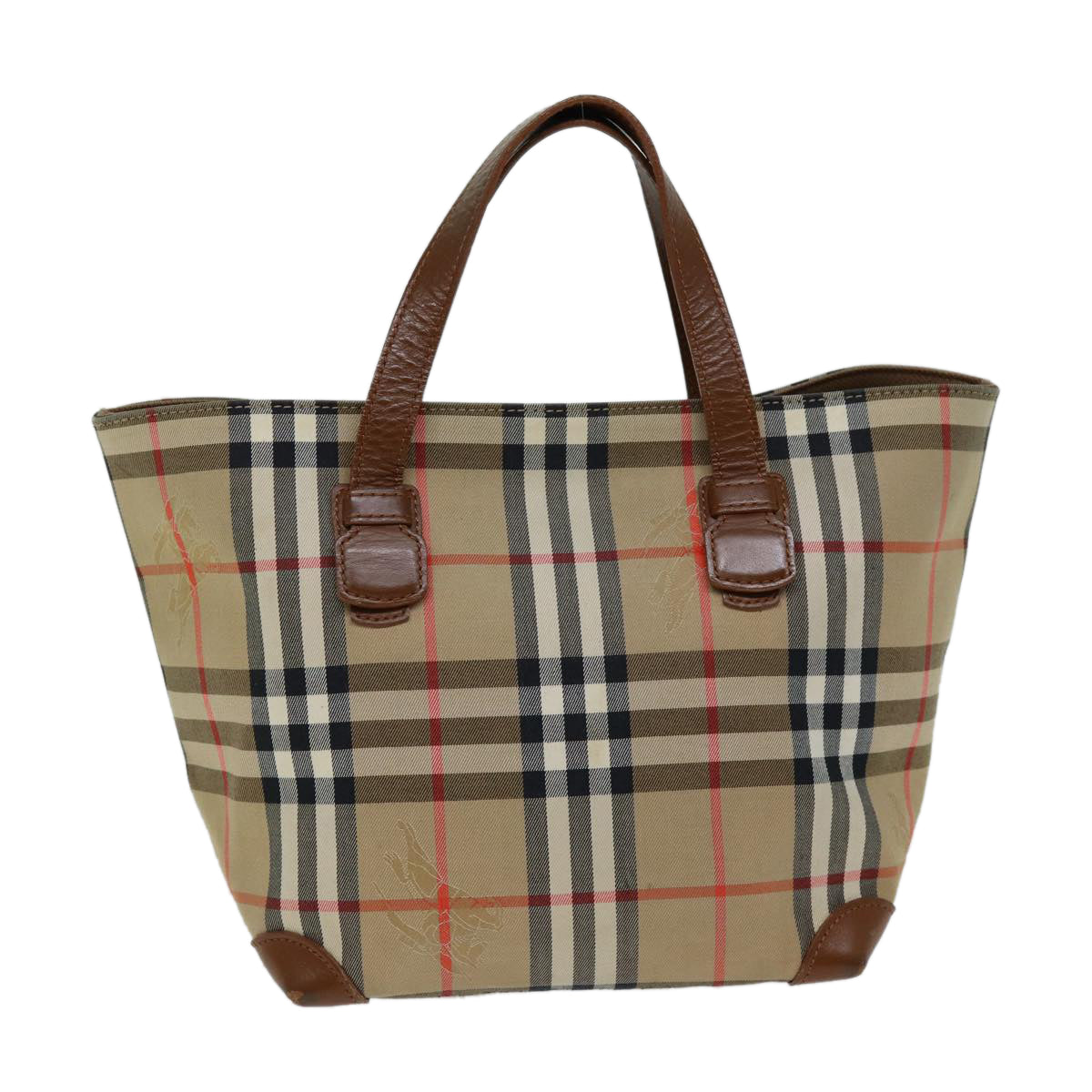 Burberrys Nova Check Hand Bag Canvas Beige Auth ep4362