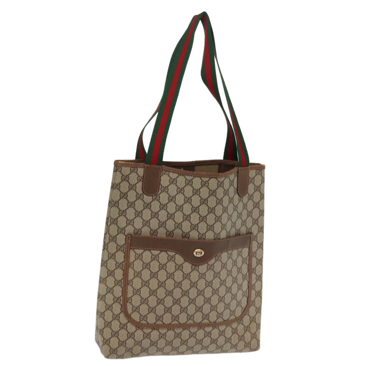 GUCCI GG Supreme Web Sherry Line Tote Bag Beige Red Green 89 02 003 Auth ep4366