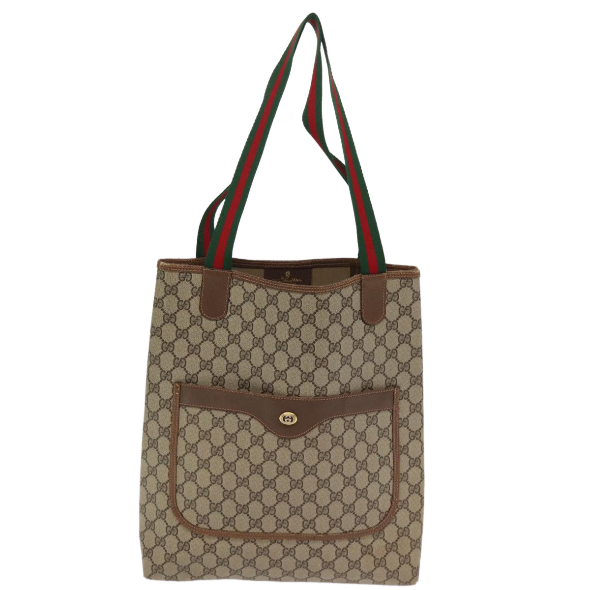 GUCCI GG Supreme Web Sherry Line Tote Bag Beige Red Green 89 02 003 Auth ep4366