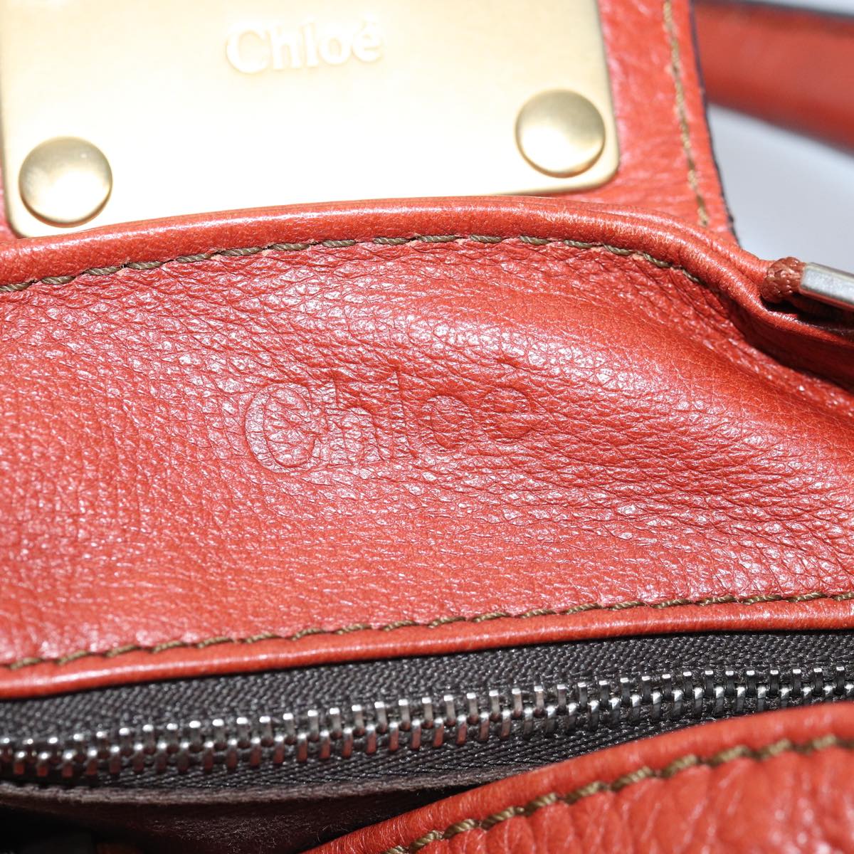 Chloe Paddington Hand Bag Leather Red Auth ep4367