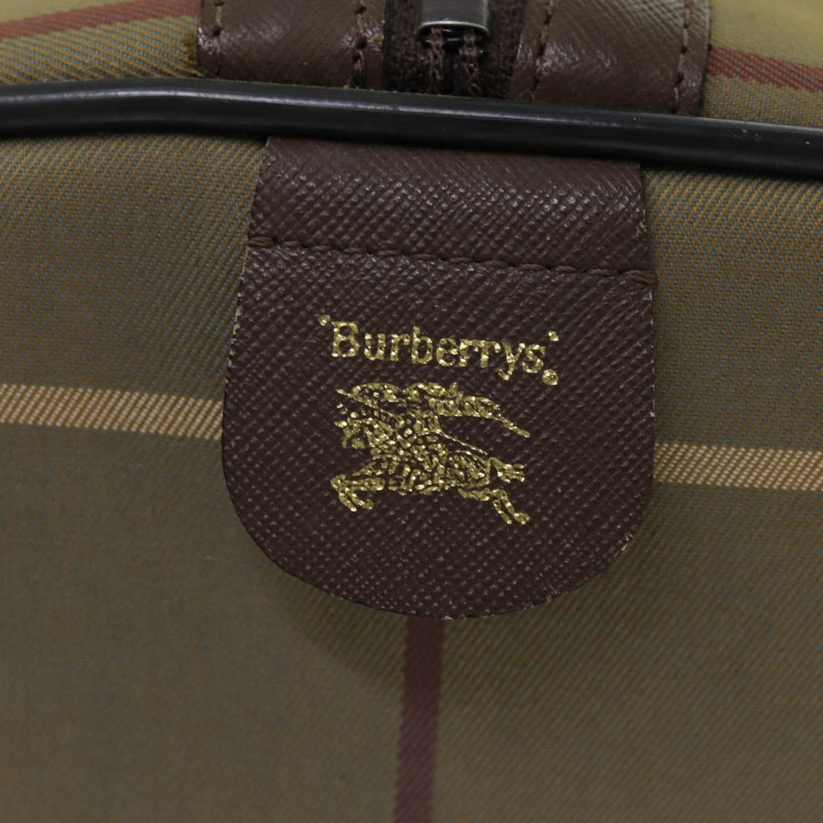 Burberrys Nova Check Boston Bag Canvas Beige Auth ep4373