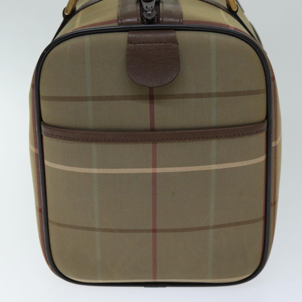 Burberrys Nova Check Boston Bag Canvas Beige Auth ep4373