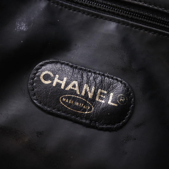 CHANEL Chain Shoulder Bag Coated Canvas Black CC Auth ep4383