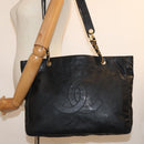 CHANEL Chain Shoulder Bag Coated Canvas Black CC Auth ep4383-21