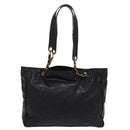 CHANEL Chain Shoulder Bag Coated Canvas Black CC Auth ep4383-2