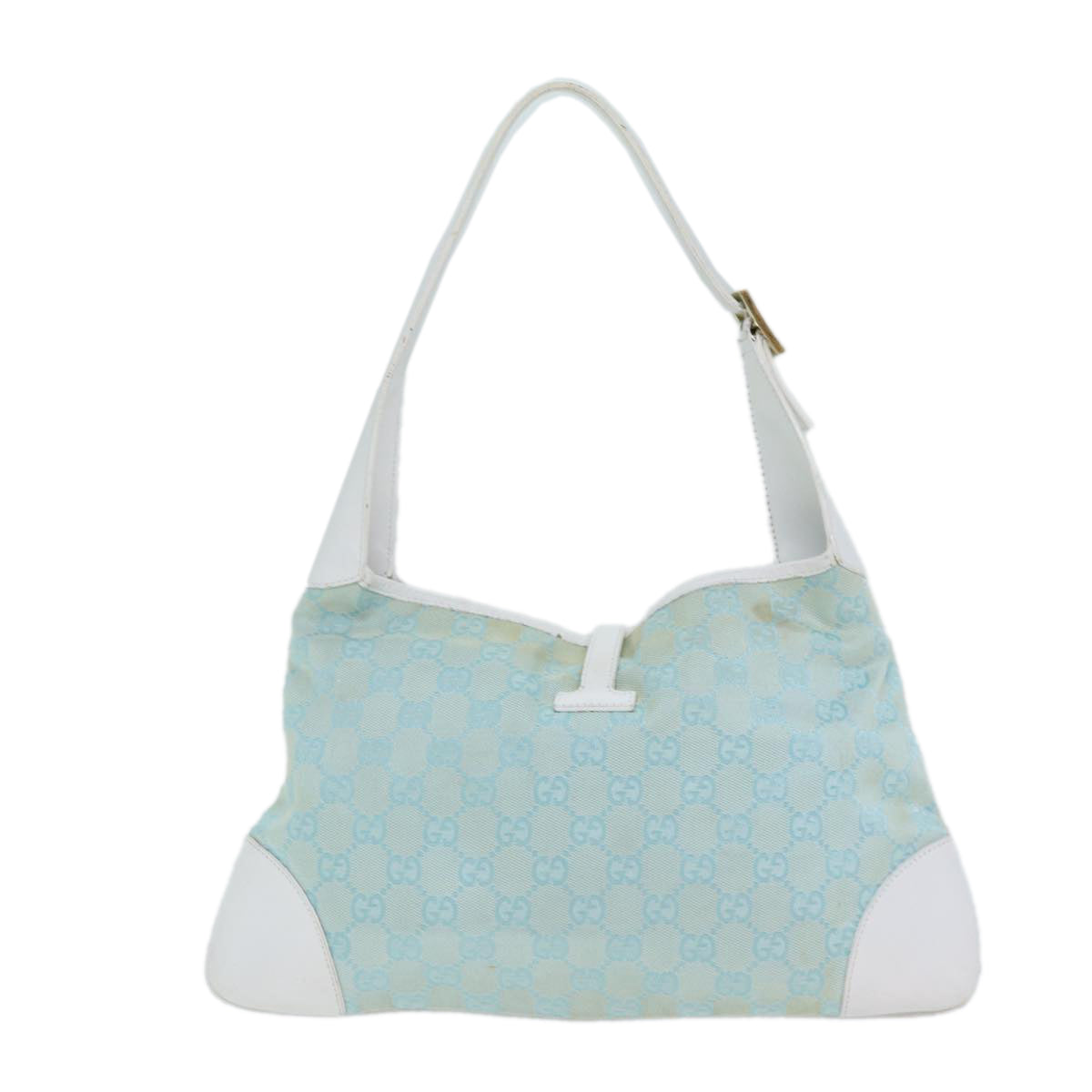 GUCCI GG Canvas Jackie Shoulder Bag Light Blue 001 4057 Auth ep4384