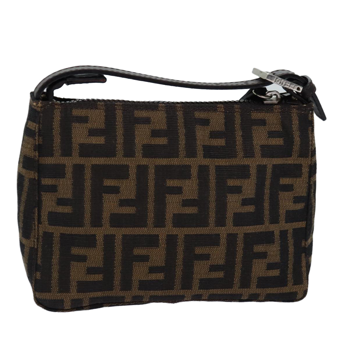 FENDI Zucca Canvas Pouch Brown Black Auth ep4386