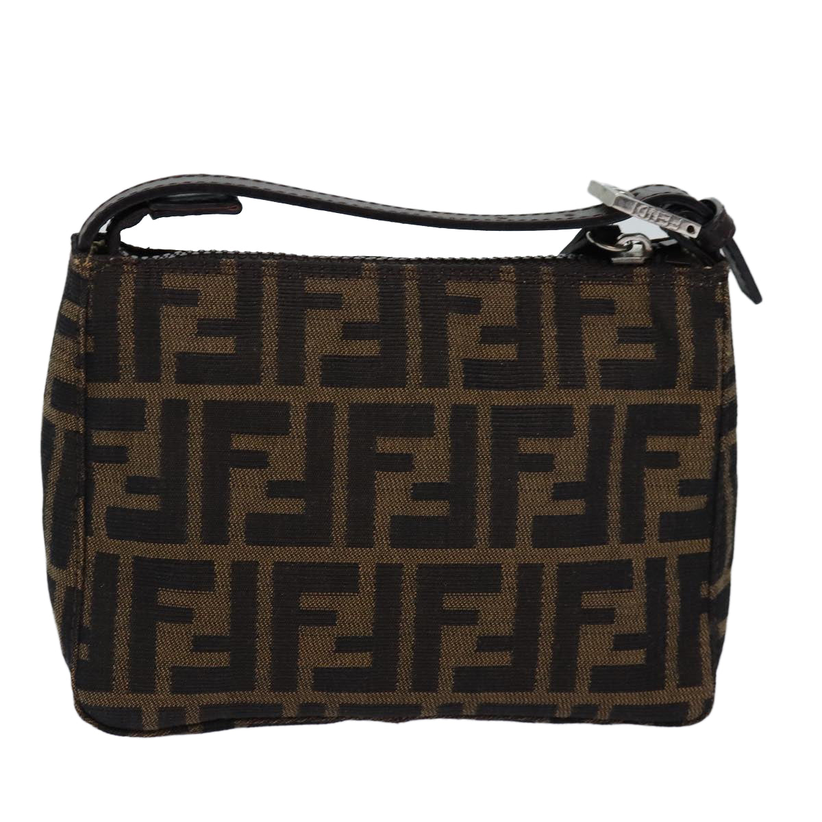 FENDI Zucca Canvas Pouch Brown Black Auth ep4386