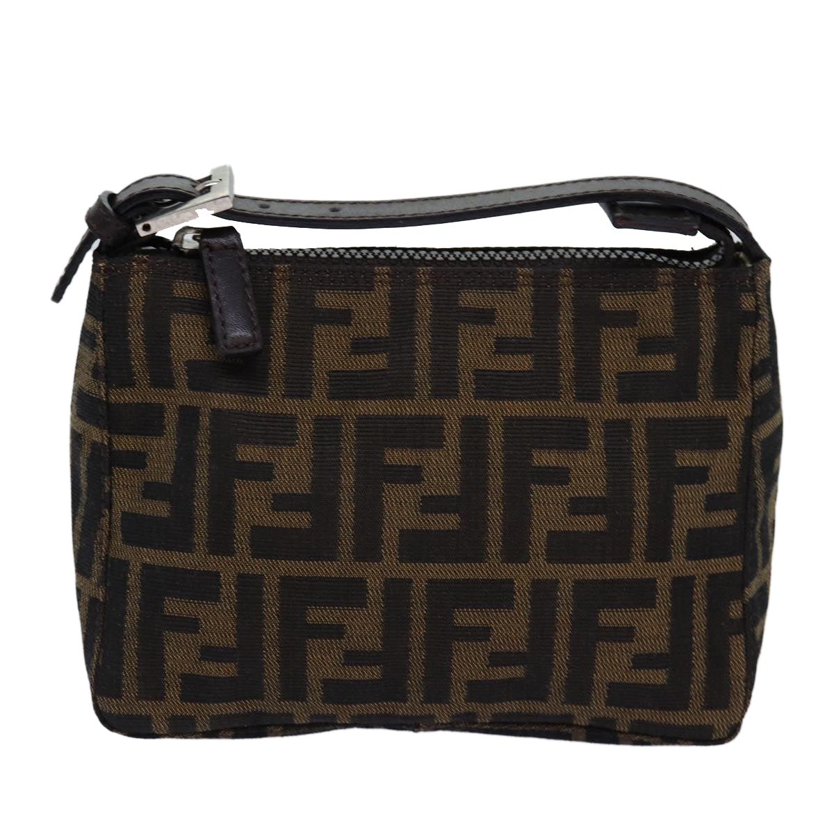 FENDI Zucca Canvas Pouch Brown Black Auth ep4386 - 0