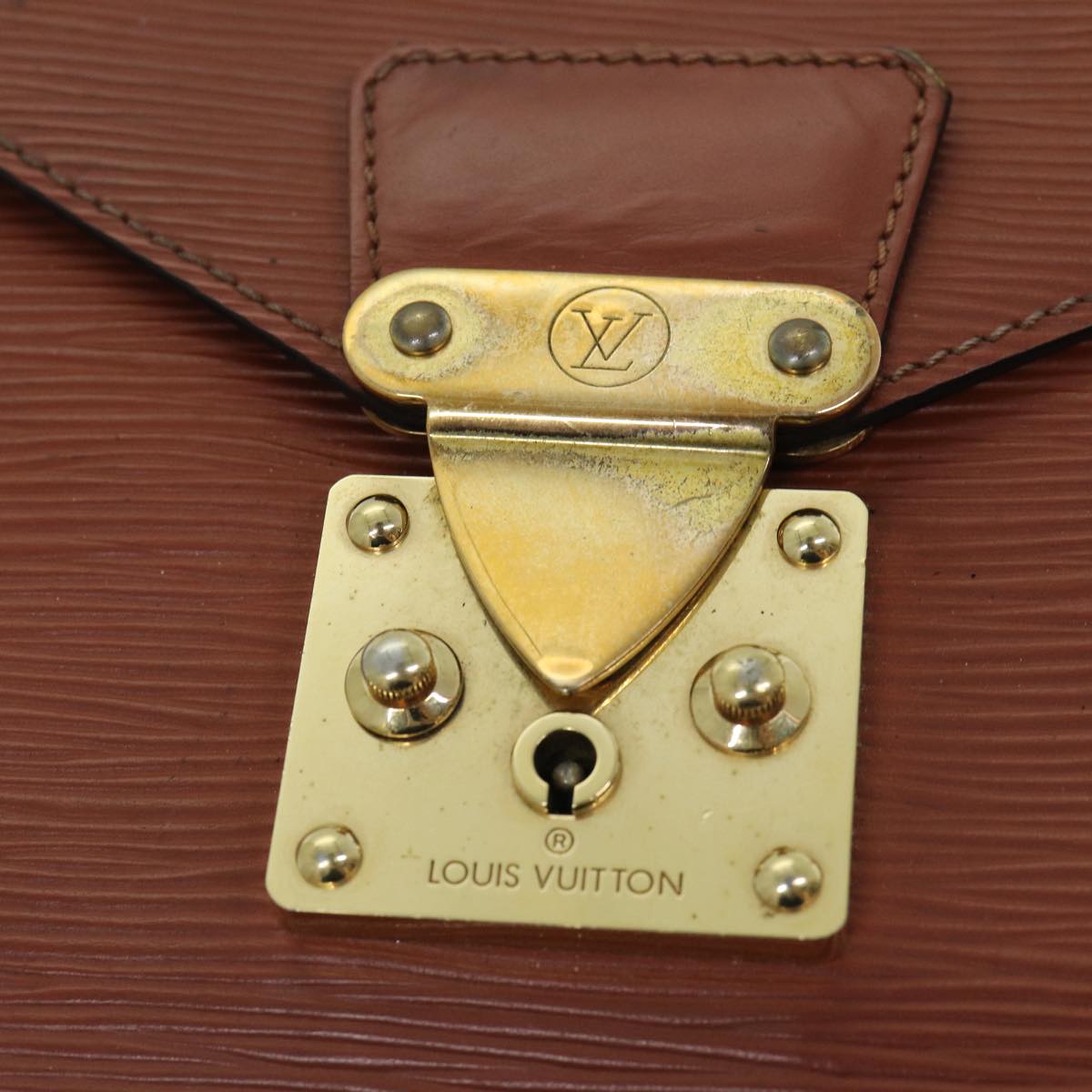 LOUIS VUITTON Epi Serie Dragonne Hand Bag Brown Zipang gold M52618 Auth ep4388