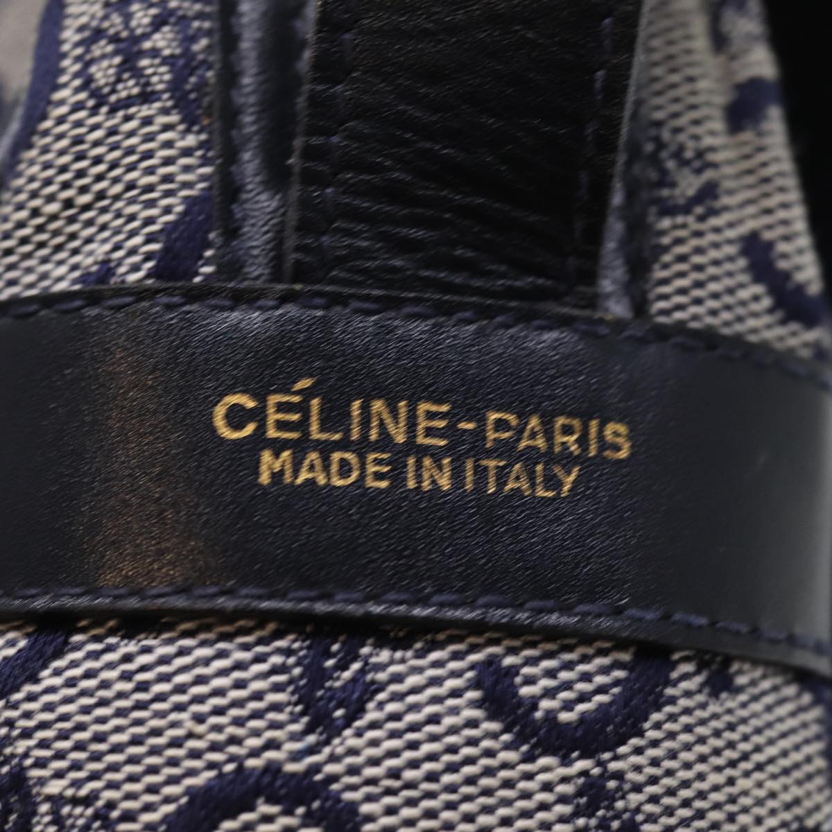 CELINE C Macadam Canvas Shoulder Bag Navy Auth ep4394