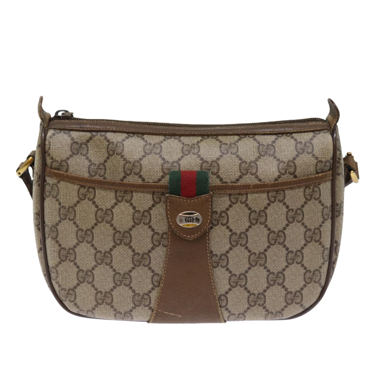 GUCCI GG Supreme Web Sherry Line Shoulder Bag Beige Red 56 02 032 Auth ep4400