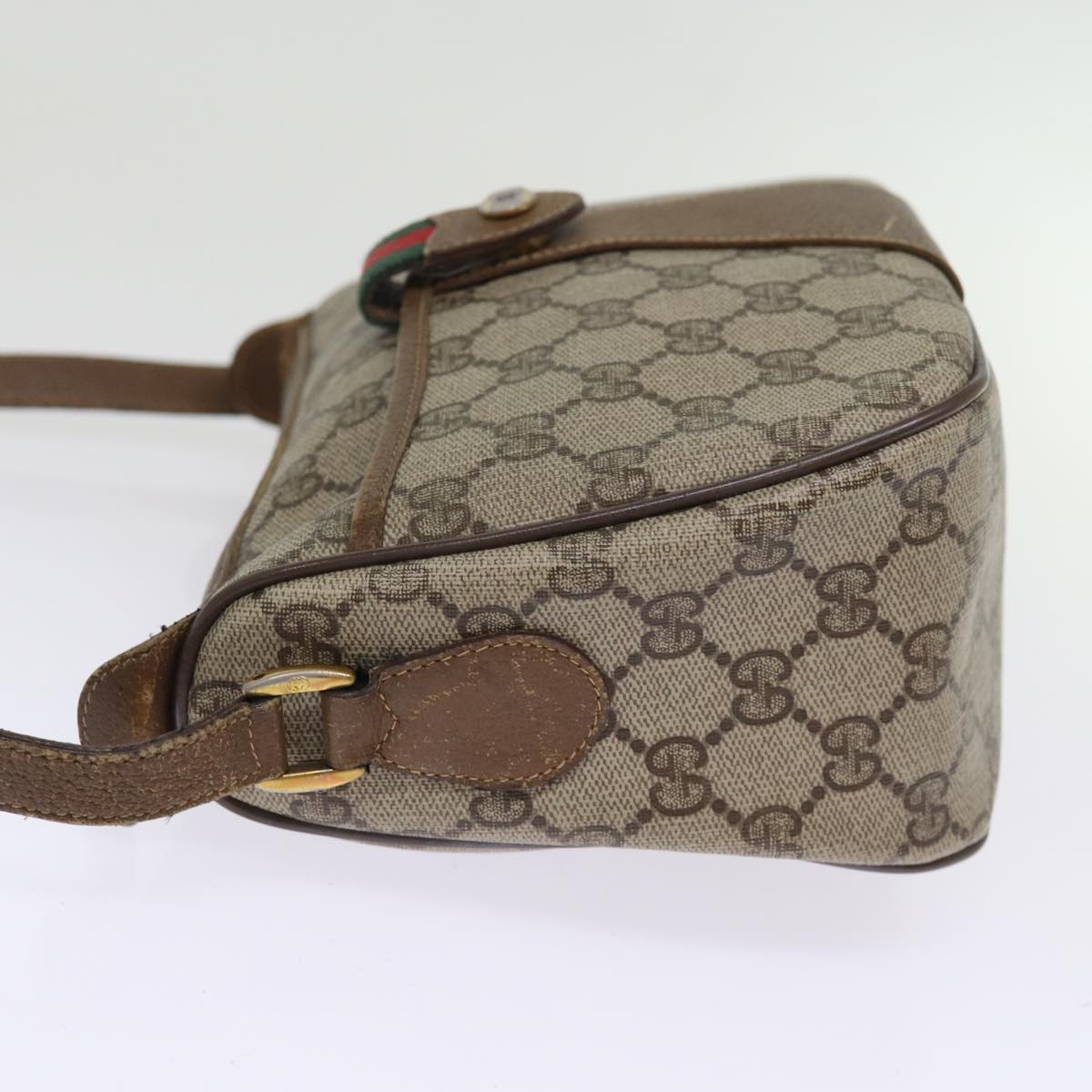 GUCCI GG Supreme Web Sherry Line Shoulder Bag Beige Red 56 02 032 Auth ep4400