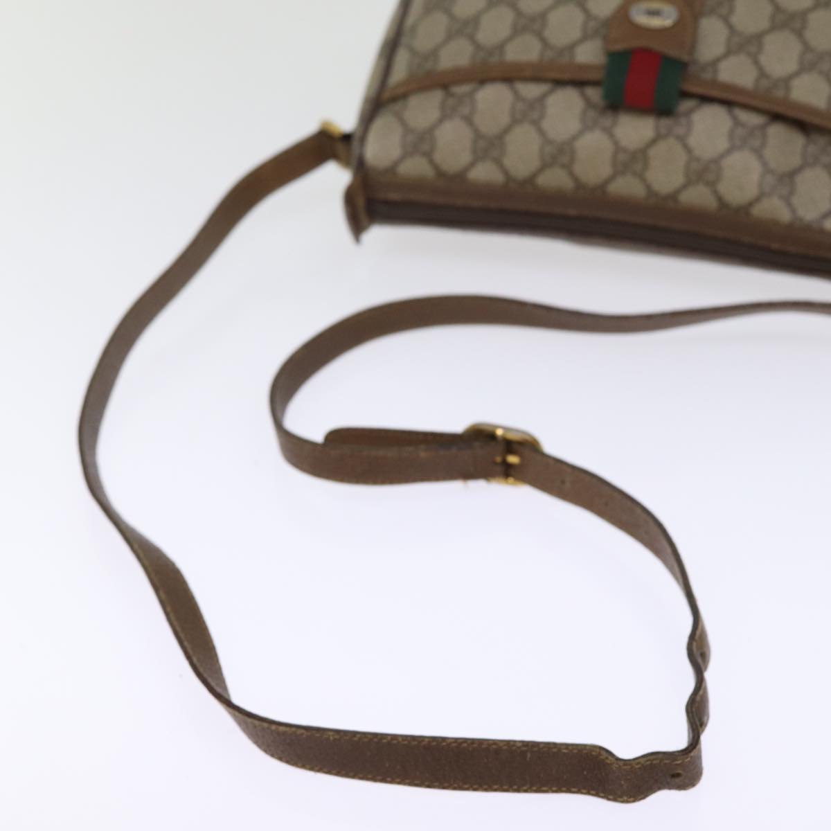 GUCCI GG Supreme Web Sherry Line Shoulder Bag Beige Red 56 02 032 Auth ep4400