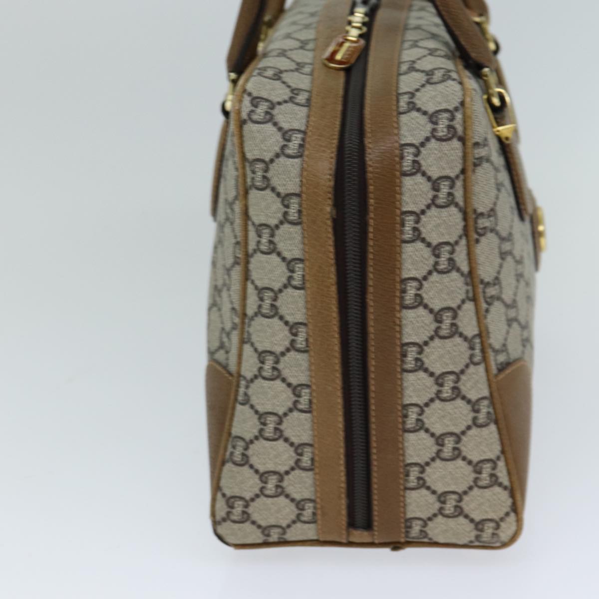 GUCCI GG Plus Supreme Hand Bag PVC Leather Beige Auth ep4401