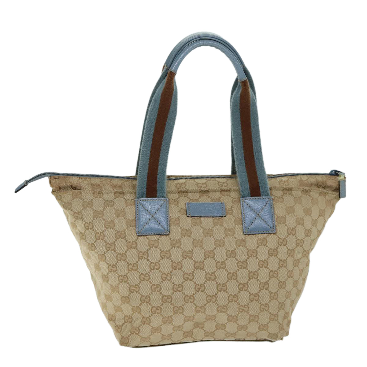 GUCCI GG Canvas Sherry Line Tote Bag Beige Light Blue Brown 131230 Auth ep4402